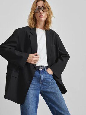 FRANKIE SHOP Bea Blazer Black XS Oversized Twill